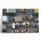 Black and white photo of a serene Bangladeshi landscape on stretched canvas, ideal for kitchen wall art.