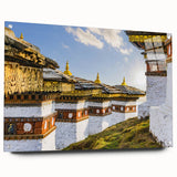 Large abstract wall art featuring a serene Bhutanese landscape in muted earth tones on acrylic glass.