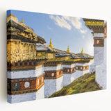 Large scenic landscape of Bhutan on stretched canvas, with vivid green and blue tones, ideal for kitchen wall art.