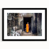 Colorful abstract art print of Cambodian scenery in vibrant hues on a large, textured canvas, ideal for living room decor.