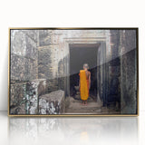 Framed acrylic print of a Cambodian landscape in muted earth tones, suited for modern art wall decor.