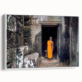 Framed canvas vintage poster art of a Cambodian landscape in vibrant colors, ideal for extra large living room wall decor.