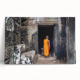 Black and white photograph of Angkor Wat on stretched canvas, ideal for kitchen wall art or bedroom ambiance.