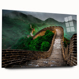Acrylic print of the Great Wall of China in muted earth tones, ideal for bedroom or dining room art.
