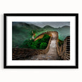 Colorful abstract art print of the Great Wall of China on a large canvas, featuring textured brush strokes in vibrant hues.