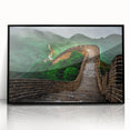 Large abstract wall art depicting the Great Wall of China in muted earth tones on a framed acrylic.