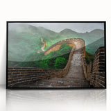 Large abstract wall art depicting the Great Wall of China in muted earth tones on a framed acrylic.