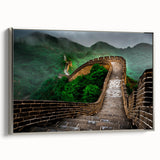 Framed canvas of the Great Wall of China in muted grays and blacks, ideal for adding a historical touch to any room.