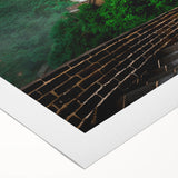 Art deco poster of the Great Wall of China in muted earth tones on rolled canvas, suitable for dining room decor.