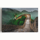 Black and white panoramic photo of the Great Wall of China on large stretched canvas, ideal for kitchen wall art.