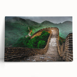 Black and white stretched canvas depicting the Great Wall of China, ideal for kitchen wall art or bedroom decor.
