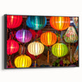Black and white framed canvas of Shanghai skyline with vintage poster art style, ideal for bedroom wall decor.