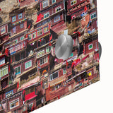 Large abstract wall art depicting a Tibetan landscape in muted earth tones on acrylic glass.