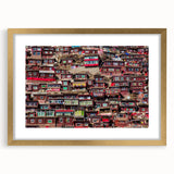 Extra large abstract art print depicting a textured Tibet landscape in muted earth tones on a framed canvas.