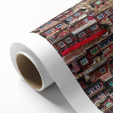 Art deco poster of Tibetan landscape in muted earth tones on rolled canvas, ideal for nursery wall art.