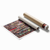 Extra large rolled print of Tibetan scenery with vibrant floral elements, ideal for classy bathroom wall art.