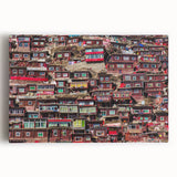 Black and white photo of Tibetan landscape on large stretched canvas, ideal for kitchen wall art.