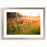 Textured abstract art print of a serene Georgian landscape in muted earth tones, framed in silver, ideal for bedroom art.