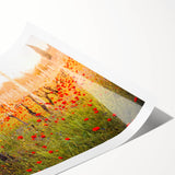 Extra large wall art featuring line art flowers in soft pastel shades on a rolled print, ideal for large living room decor.