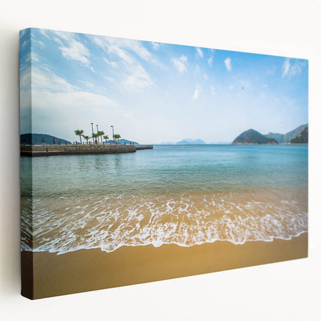 Hong Kong skyline in muted gray tones on a large stretched canvas, suitable for kitchen wall art.