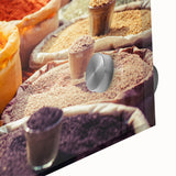 Large abstract wall art featuring a mid-century modernist style with vivid colors on acrylic glass.