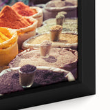 Extra large framed canvas featuring a textured, colorful depiction of an Indian scenery in black wall art.