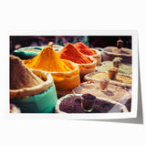 Extra large rolled print of an Indian landscape with vibrant floral motifs, ideal for dining room wall art.