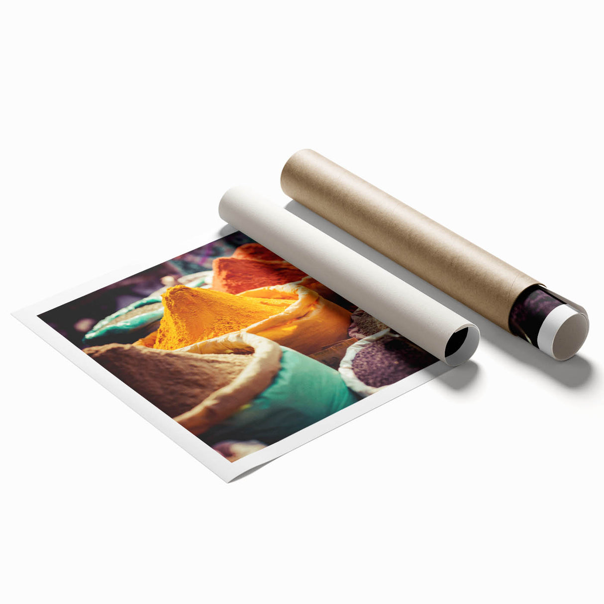 Extra large rolled print of a serene Indian landscape in muted earth tones, ideal for classy bathroom wall art.