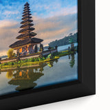 Extra large framed canvas featuring a textured black wall art scene with colorful Indonesian landscape.