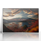 Modern art wall decor featuring Mount Fuji in pastel shades on a white framed acrylic, ideal for nursery wall art.