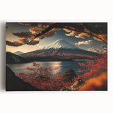 Black and white image of Mount Fuji on stretched canvas, ideal for kitchen wall art.