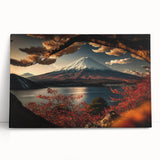 Black and white image of Mount Fuji on a large stretched canvas, ideal for kitchen wall art or bedroom decor.