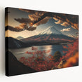 Mount Fuji depicted in muted blue and white tones on a large stretched canvas, suitable for kitchen wall art.