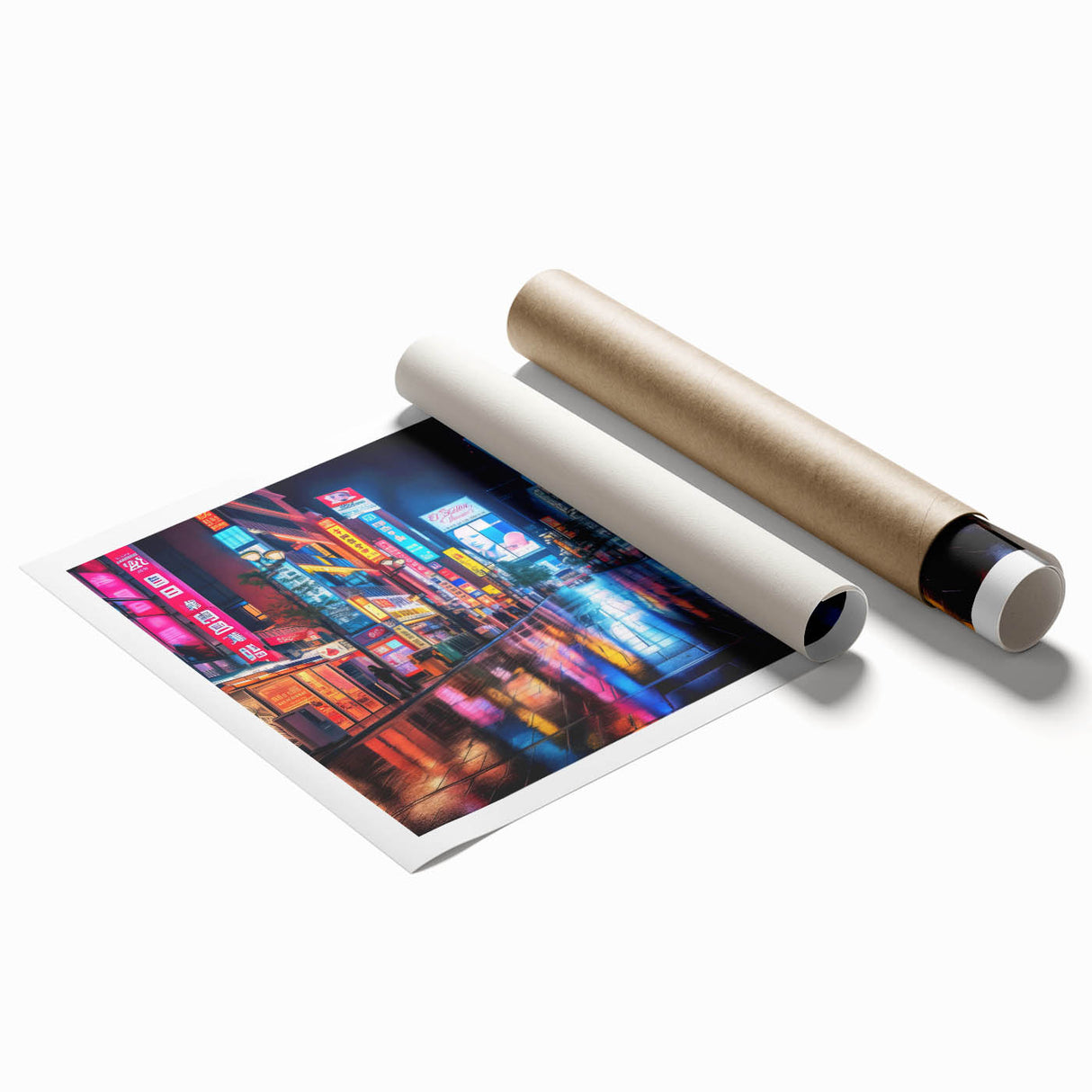 Extra large rolled print of Tokyo scenery with cherry blossoms in soft pink and white, ideal for classy bathroom wall art.