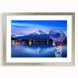 Textured art depicting an abstract Japanese landscape in muted earth tones, framed with a silver mat.