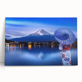 Black and white stretched canvas depicting a serene Japanese landscape, ideal for kitchen wall art or bedroom ambiance.