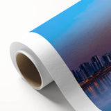 Art Deco poster of Seoul skyline in muted pastel shades on rolled canvas, ideal for nursery wall art.