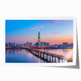 Rolled print of Seoul scenery featuring pastel shades and floral elements, ideal for dining room wall art.