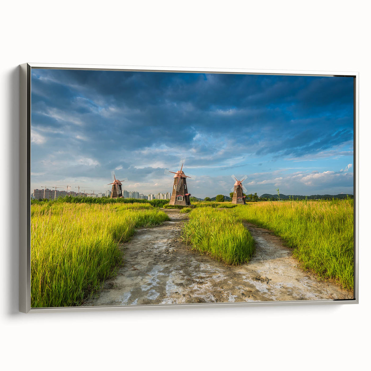 Framed canvas featuring a vintage Korean landscape in muted earth tones, ideal for adding a tranquil ambiance to any room.
