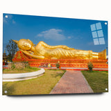 Acrylic print of a Laos landscape in muted earth tones, ideal for dining room decor.