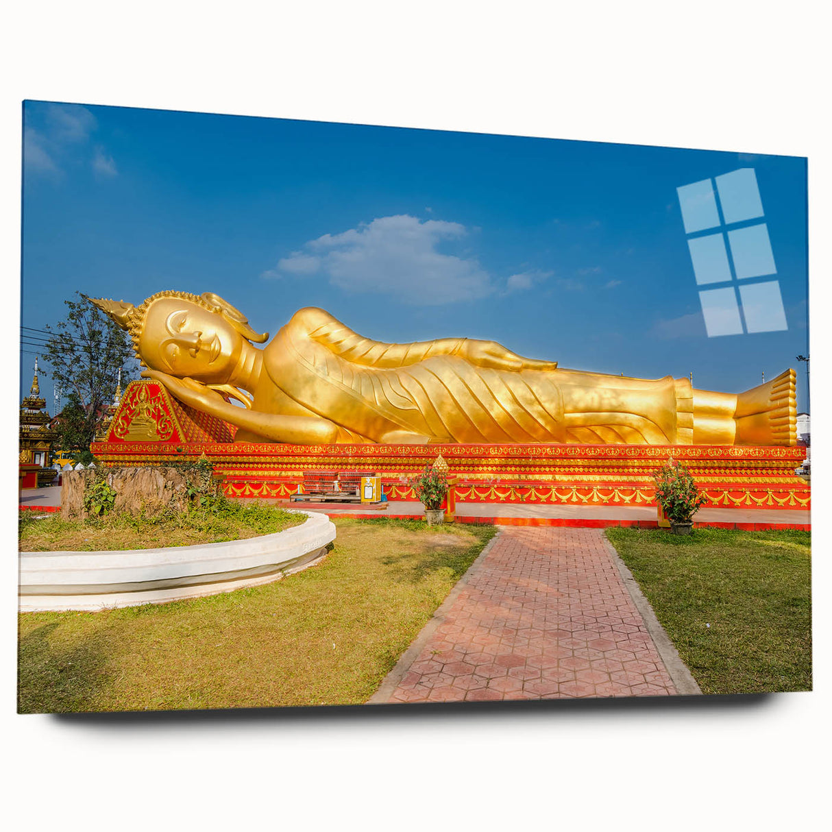 Large abstract wall art depicting Asian landscape in muted earth tones on acrylic glass.