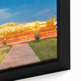 Extra large black wall art featuring a textured, colorful Laotian landscape on framed canvas, ideal for living room decor.