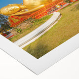 Art deco poster featuring a Laos scenery in muted green and tan shades on rolled canvas, suitable for dining room decor.