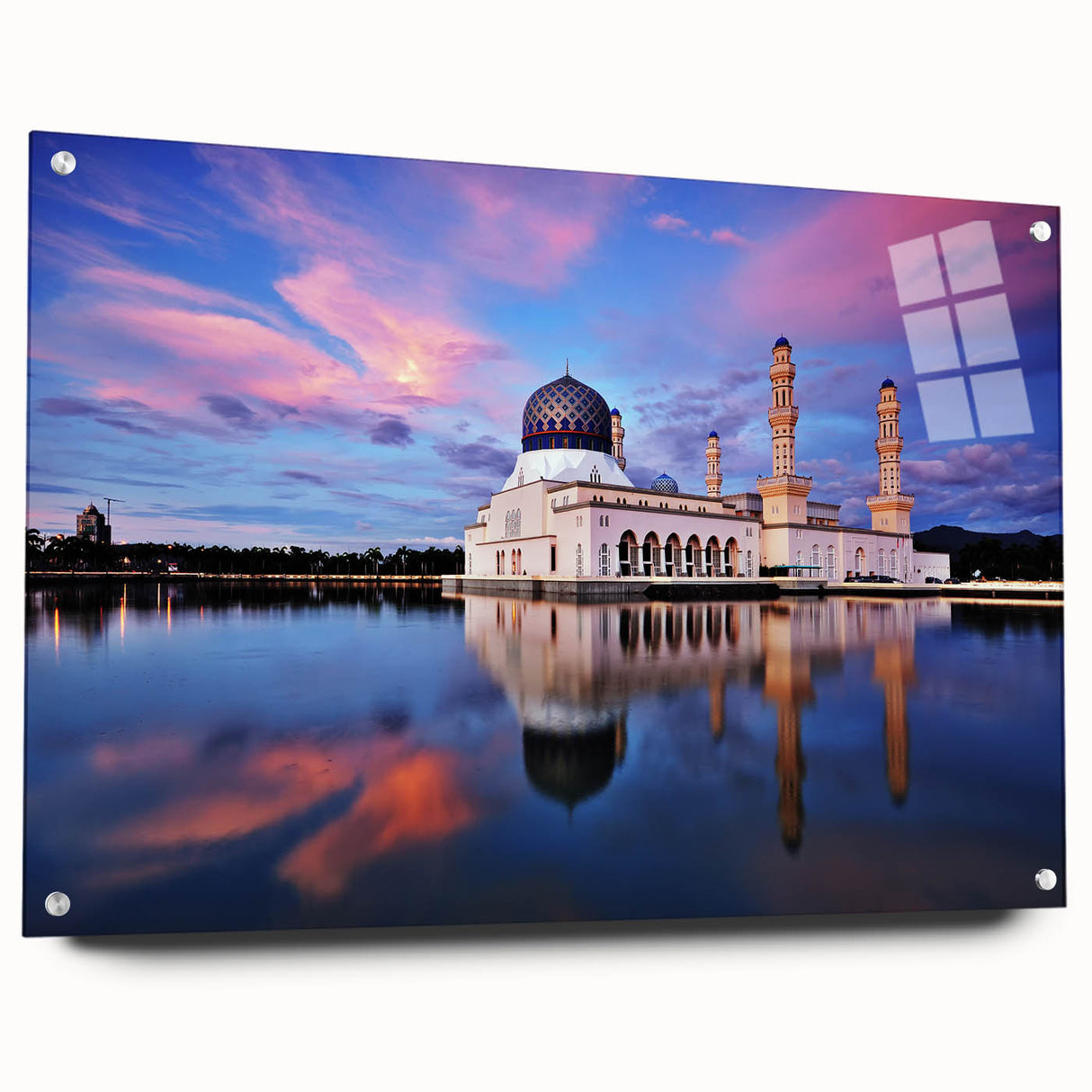 Acrylic print of a large abstract depiction of a Malaysian landscape in muted earth tones.