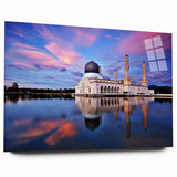 Large abstract wall art of a Malaysian landscape in muted earth tones on acrylic glass.