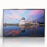 Mid-century modernist art featuring a Malaysian landscape in muted earth tones, framed acrylic, ideal for nursery wall art.