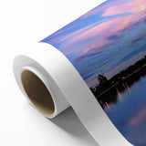 Art deco poster of a Malaysian landscape in soft pastel shades, printed on rolled canvas, ideal for nursery wall art.