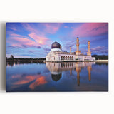 Black and white stretched canvas of Malaysian scenery, ideal for kitchen wall art.