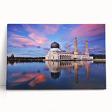 Black and white photograph of a Malaysian landscape on a large stretched canvas.