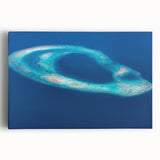 Black and white image of the Maldives on stretched canvas, ideal for kitchen art with its large format.